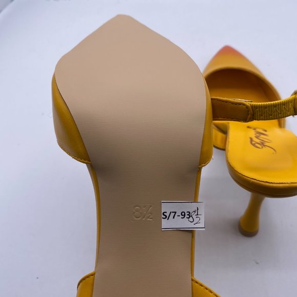 S FOWT yellow pointy toe slingback stilettos heels pumps shoes - Picture 7 of 9